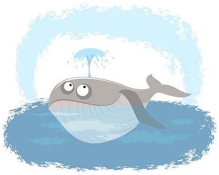 simsearch:400-08506015,k - Vector illustration of a funny whale in ocean Stock Photo - Budget Royalty-Free & Subscription, Code: 400-08962677