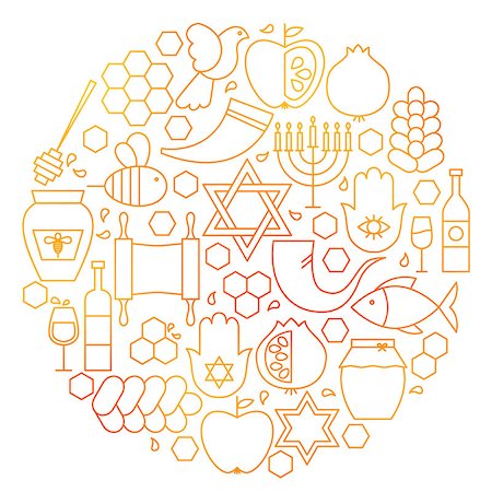 simsearch:400-09080023,k - Rosh Hashanah Line Icon Circle. Vector Illustration of Jewish New Year Objects. Foto de stock - Royalty-Free Super Valor e Assinatura, Número: 400-08962874