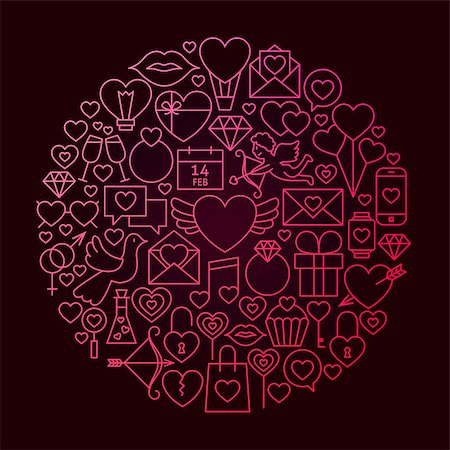 simsearch:400-08836108,k - Valentine Day Line Icon Circle Concept. Vector Illustration of Love Wedding Objects. Foto de stock - Super Valor sin royalties y Suscripción, Código: 400-08962890