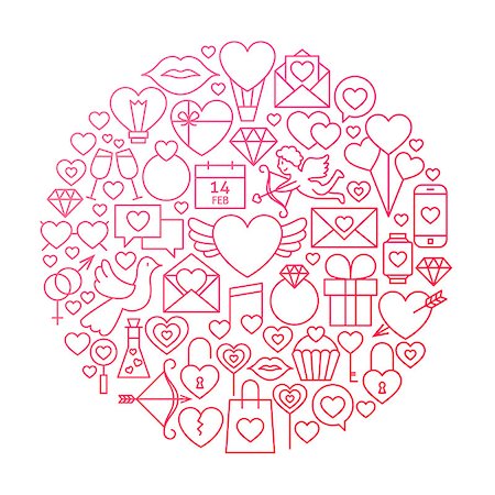 simsearch:400-08836108,k - Valentine Day Line Icon Circle Design. Vector Illustration of Love Wedding Objects. Foto de stock - Super Valor sin royalties y Suscripción, Código: 400-08962891