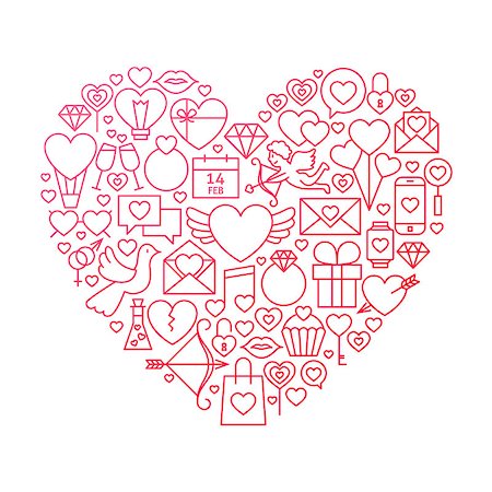 simsearch:400-08836108,k - Valentine Day Line Icon Heart Design. Vector Illustration of Love Wedding Objects. Foto de stock - Super Valor sin royalties y Suscripción, Código: 400-08962893