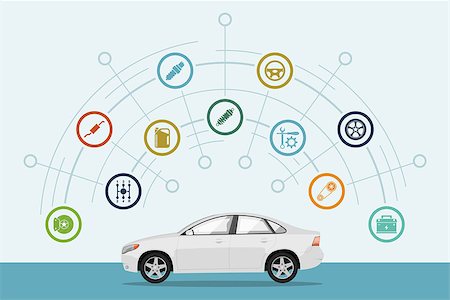 simsearch:400-08676791,k - infographic template with car and car parts icons, service and repair concept, flat style illustration Photographie de stock - Aubaine LD & Abonnement, Code: 400-08963214