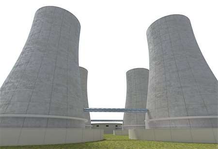 nuclear power plant 3d render isolated on white Stock Photo - Budget Royalty-Free & Subscription, Code: 400-08963271