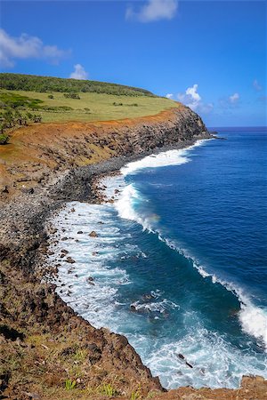 simsearch:400-09223812,k - Cliffs on Rano Kau volcano in Easter Island, Chile Stock Photo - Budget Royalty-Free & Subscription, Code: 400-08963355