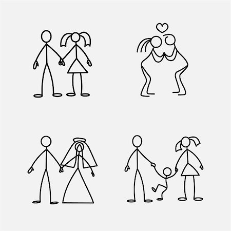 family stick figures - Cartoon icons set of sketch little vector people in cute miniature scenes. Stock Photo - Budget Royalty-Free & Subscription, Code: 400-08974007