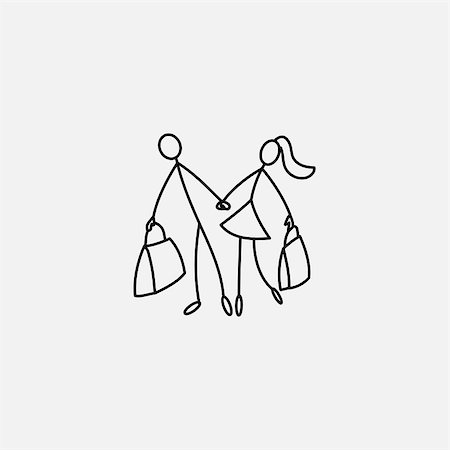 family stick figures - Shoppers stick figure people family icon vector Stock Photo - Budget Royalty-Free & Subscription, Code: 400-08974000