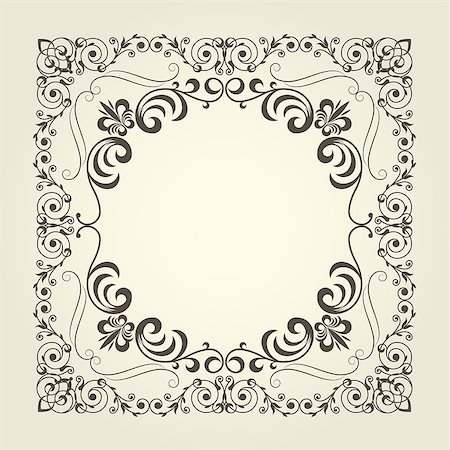 simsearch:400-08836820,k - Art nouveau ornamental square frame with curly pattern Photographie de stock - Aubaine LD & Abonnement, Code: 400-08974056