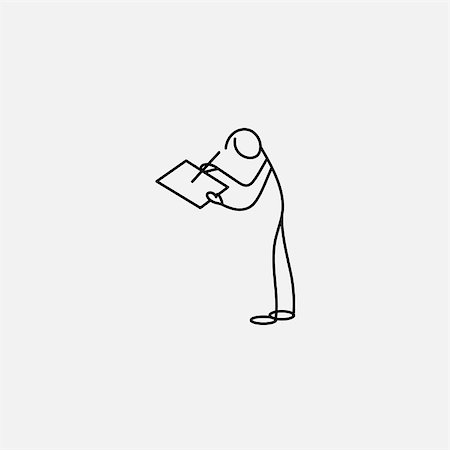 stick figures on signs - Stick figure man writing or making notes vector Stock Photo - Budget Royalty-Free & Subscription, Code: 400-08974287