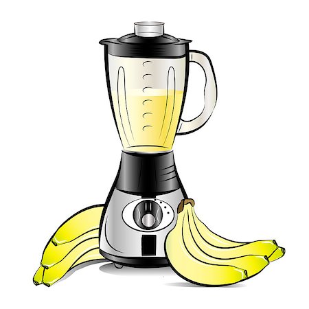 simsearch:400-08977333,k - Drawing color kitchen blender with Bananas juice. Vector illustration Stock Photo - Budget Royalty-Free & Subscription, Code: 400-08974404
