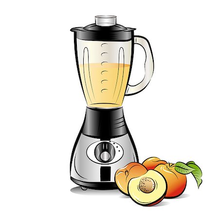 simsearch:400-08977333,k - Drawing color kitchen blender with Peach juice. Vector illustration Stock Photo - Budget Royalty-Free & Subscription, Code: 400-08974405