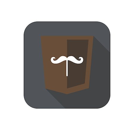 web development shield sign isolated mustache icon on grey badge with long shadow on white background Stock Photo - Budget Royalty-Free & Subscription, Code: 400-08974475