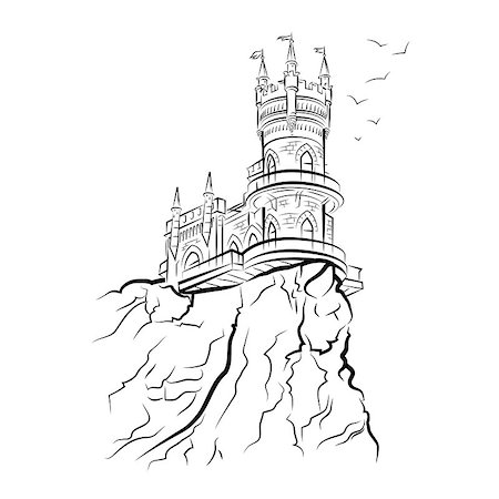 Yalta Swallow Nest. Drawing vector illustration Stock Photo - Budget Royalty-Free & Subscription, Code: 400-08974579