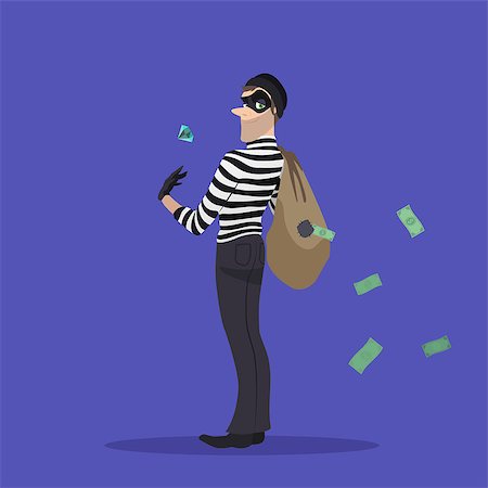 simsearch:400-08551381,k - A thief with a stolen diamond, and a bag of money. Robber with a bag of stolen goods. Fotografie stock - Microstock e Abbonamento, Codice: 400-08974608