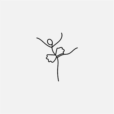 elements of dance action cartoon - Cartoon icon of sketch little stick figure ballet dancer girl Stock Photo - Budget Royalty-Free & Subscription, Code: 400-08974727