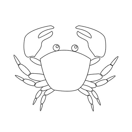 Contour image of crab isolated on white background. Good for Coloring book page for adult and children. Editable vector illustration. Stock Photo - Budget Royalty-Free & Subscription, Code: 400-08974778