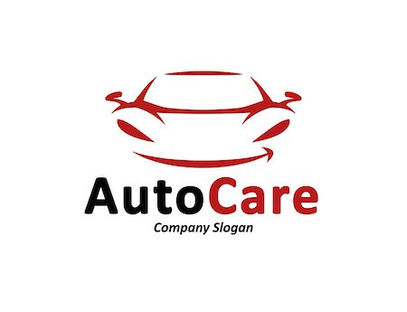 Automotive car care logo design with abstract black and red sports vehicle silhouette icon isolated on white background. Vector illustration. Stock Photo - Budget Royalty-Free & Subscription, Code: 400-08974770