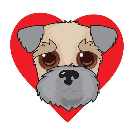 A cute illustration of a Wheaten Terrier face with a red heart in the background Fotografie stock - Microstock e Abbonamento, Codice: 400-08974979