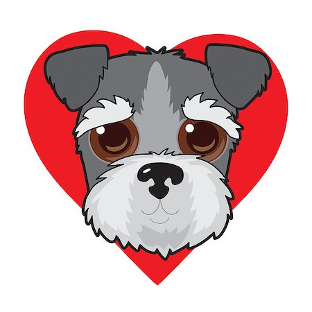 simsearch:400-07658326,k - A cute illustration of a Schnauzer face with a red heart in the background Stock Photo - Budget Royalty-Free & Subscription, Code: 400-08975032