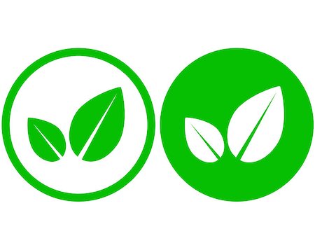 two simple green leaf icons on button Stock Photo - Budget Royalty-Free & Subscription, Code: 400-08975047