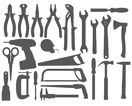 simsearch:400-04121750,k - Hand work tools silhouette set Stock Photo - Budget Royalty-Free & Subscription, Code: 400-08975084