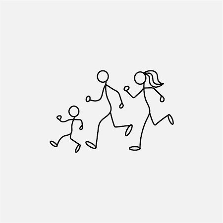 family stick figures - Cartoon icon sport of sketch little family in cute miniature scenes. Stock Photo - Budget Royalty-Free & Subscription, Code: 400-08975141