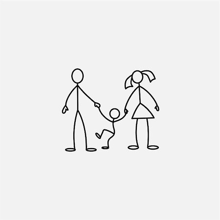 family stick figures - Family icon stick figure over white background, vector illustration Stock Photo - Budget Royalty-Free & Subscription, Code: 400-08975142