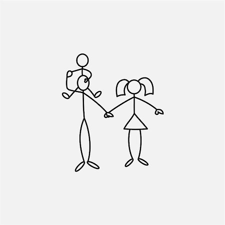 stick figures on signs - Family icon stick figure over white background, vector illustration Stock Photo - Budget Royalty-Free & Subscription, Code: 400-08975143
