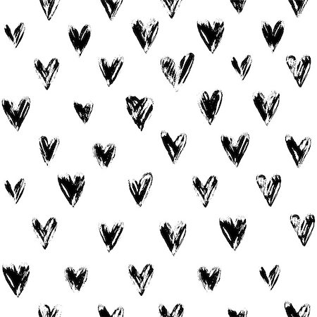 simsearch:400-08415609,k - Seamless Happy Valentines Pattern with Ink Hand drawn Hearts in Grunge Style Stock Photo - Budget Royalty-Free & Subscription, Code: 400-08975184