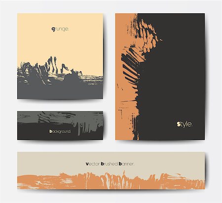 simsearch:400-08617908,k - Modern grunge brush design templates, invitation, banner, art vector cards design in dark colors Foto de stock - Super Valor sin royalties y Suscripción, Código: 400-08975189