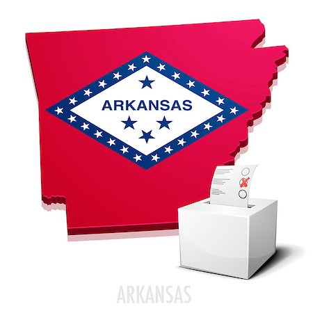 detailed illustration of a ballotbox in front of a map of Arkansas, eps10 vector Fotografie stock - Microstock e Abbonamento, Codice: 400-08975201