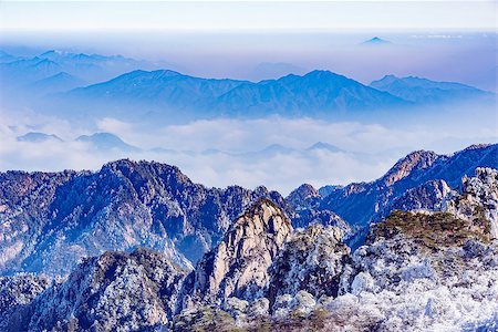 east cliff - Winter sunrise landscape in Huangshan National park. Park located in Anhui province in China. It is a UNESCO World Heritage Site. Stock Photo - Budget Royalty-Free & Subscription, Code: 400-08975231
