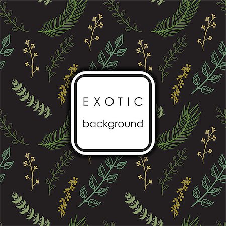 Seamless exotic pattern with palm leaves . Vector hand draw illustration. Stock Photo - Budget Royalty-Free & Subscription, Code: 400-08975279