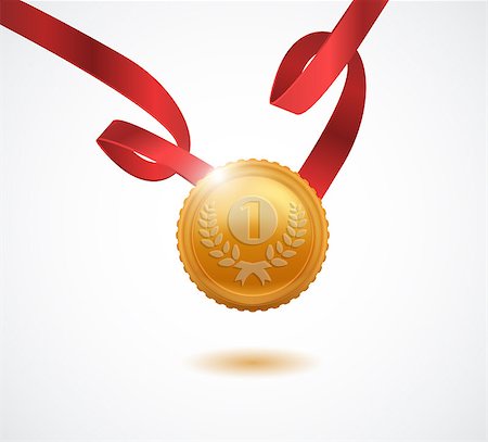 simsearch:622-02047094,k - Gold medal for first place. Vector illustration EPS 10 Stock Photo - Budget Royalty-Free & Subscription, Code: 400-08975311