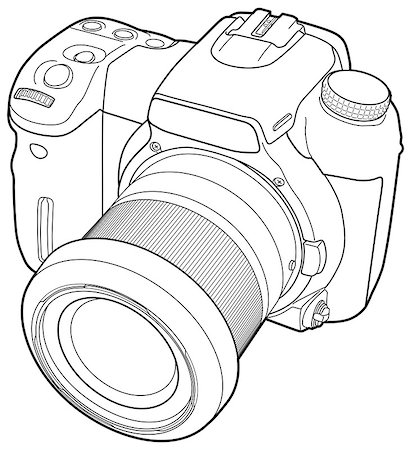 modern digital photo camera technical draw illustration Foto de stock - Royalty-Free Super Valor e Assinatura, Número: 400-08975544