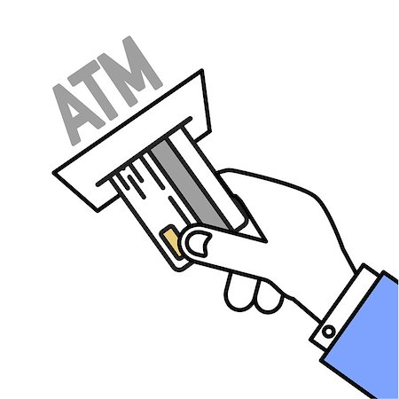 simsearch:400-07142149,k - minimalistic illustration of a hand inserting a card into an atm, eps10 vector Stock Photo - Budget Royalty-Free & Subscription, Code: 400-08975581