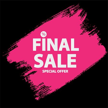 Abstract Brush Stroke Designs Final Sale Banner in Black, Pink and White Texture with Frame. Vector Illustration EPS10 Stock Photo - Budget Royalty-Free & Subscription, Code: 400-08975591