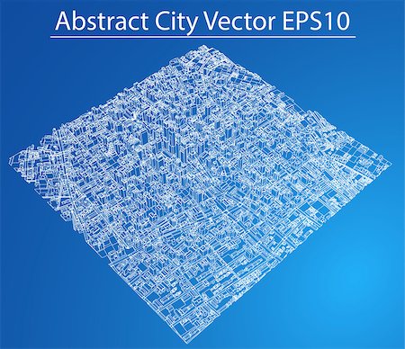 Wire-frame City, Blueprint Style. 3D Rendering Vector Illustration. Architecture Design Background Stock Photo - Budget Royalty-Free & Subscription, Code: 400-08975701