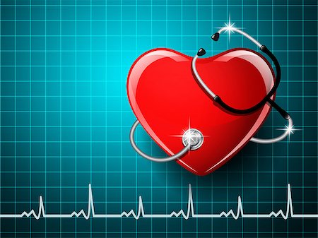 simsearch:400-05288227,k - Stethoscope medical equipment, heart shape on the monitor screen background. Vector illustration. Stock Photo - Budget Royalty-Free & Subscription, Code: 400-08975741