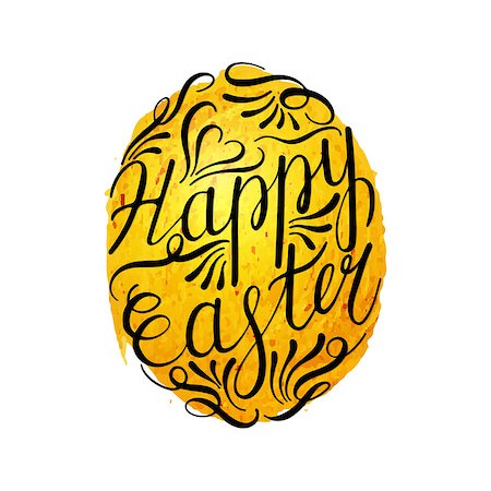 simsearch:400-08818102,k - Easter egg with handwritten text. Illustration in gold color. Stock Photo - Budget Royalty-Free & Subscription, Code: 400-08975761