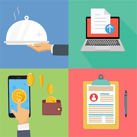simsearch:400-07549364,k - Vector collection of flat and colorful business and finance concepts. Icon design elements for web and mobile applications. Stock Photo - Budget Royalty-Free & Subscription, Code: 400-08975972