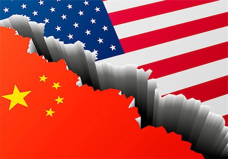 simsearch:400-06765248,k - detailed illustration of the Chinese and american national Flags with a deep crack, symbol for crisis and problems, eps10 vector Foto de stock - Super Valor sin royalties y Suscripción, Código: 400-08976067