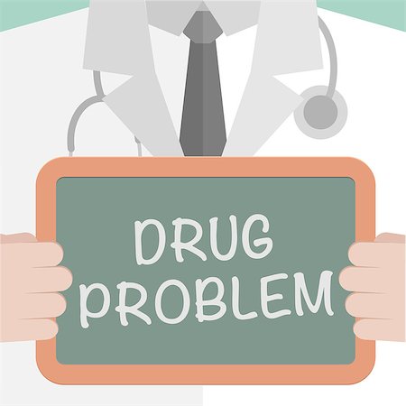 minimalistic illustration of a doctor holding a blackboard with Drug Problem text, eps10 vector Stock Photo - Budget Royalty-Free & Subscription, Code: 400-08976069