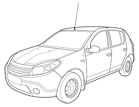 Hand drawn sketch of a modern car vector Foto de stock - Royalty-Free Super Valor e Assinatura, Número: 400-08976062