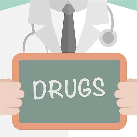 minimalistic illustration of a doctor holding a blackboard with Drugs text, eps10 vector Stock Photo - Budget Royalty-Free & Subscription, Code: 400-08976070