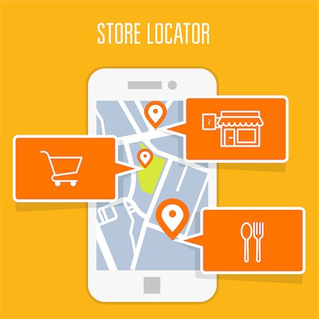 Store locator tracker app and mobile gps navigation Stock Photo - Budget Royalty-Free & Subscription, Code: 400-08976131