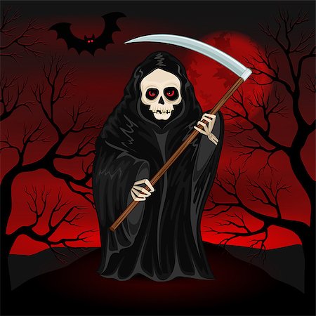 Grim Reaper on a dark background for Halloween Stock Photo - Budget Royalty-Free & Subscription, Code: 400-08976222