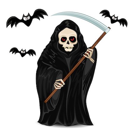 Grim Reaper for Halloween isolated on white background Stock Photo - Budget Royalty-Free & Subscription, Code: 400-08976223