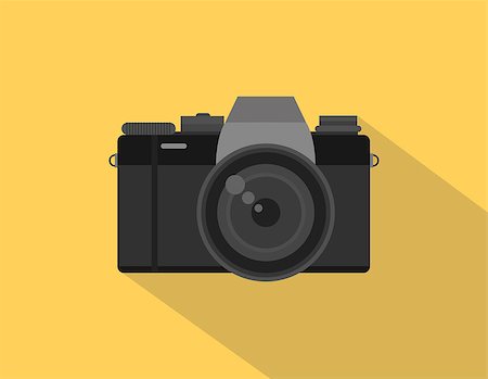 photographer mirror - Mirrorless camera picture illustration with black color and orange background vector Stock Photo - Budget Royalty-Free & Subscription, Code: 400-08976413