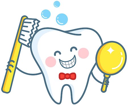 Tooth and toothbrush.Tooth crown in foam bubbles. Teeth hygiene. Vector illustration Stock Photo - Budget Royalty-Free & Subscription, Code: 400-08976474