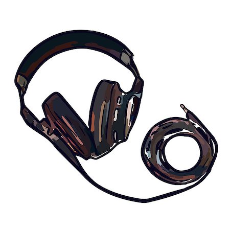 full size monitor headphones with long wire great sound Foto de stock - Super Valor sin royalties y Suscripción, Código: 400-08976489